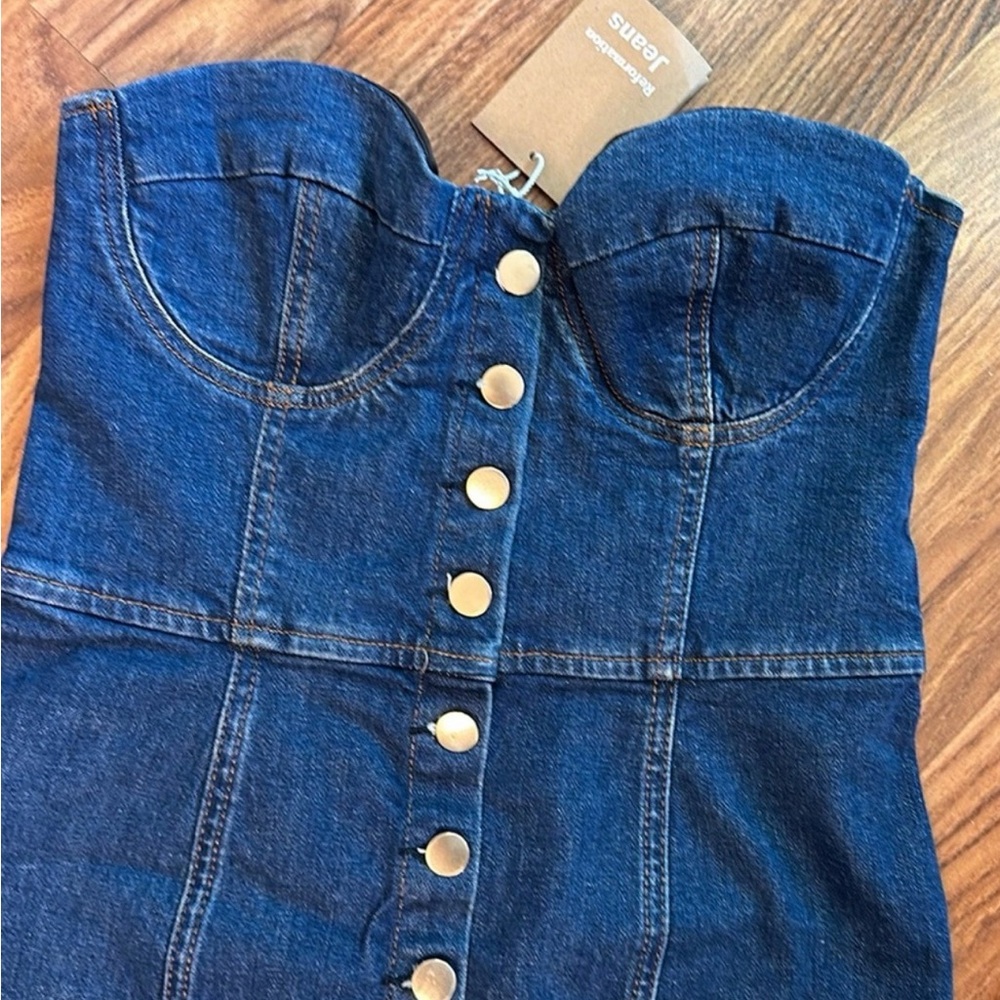 Reformation Nikki Strapless Denim Mini Dress